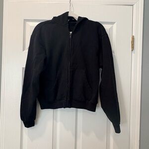 SKIMS Black Hooded Zip-Up Sweatshirt – Size M – Excellent Condition